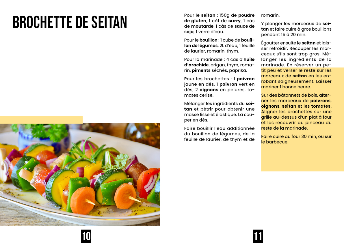pages 10 & 11 d'un livret de  recette